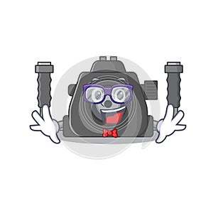 Super Funny Geek underwater camera cartoon character design