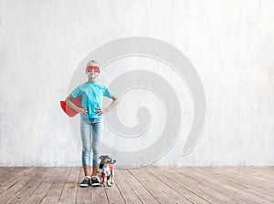 Super girl with a dog