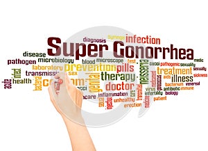 Super gonorrhea word cloud hand writing concept