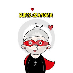 Super grandma, cartoon abstract, illustration