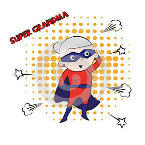 Super grandma, cartoon abstract, illustration