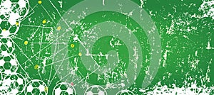 super grunge soccer or football mock up background soccer balls and playing field  vector illustration  free copy space