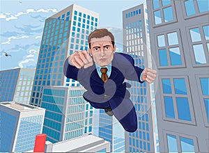 Super Hero Business Man Superhero Flying Cartoon