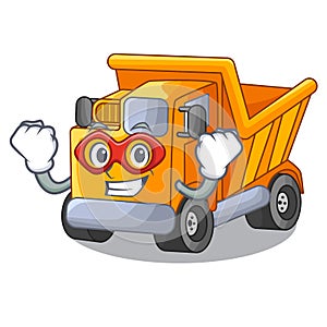 Super hero cartoon truck transportation on the road