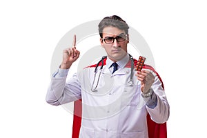The super hero doctor isolated on white
