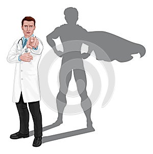 Super Hero Doctor Wants Needs You Pointing Concept