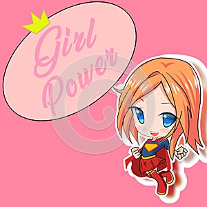 Super hero Girl with Colorful Background - Girl power