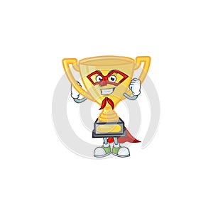 Super hero gold trophy for victory achievement award