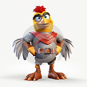 Super Hero Happy Chicken Cartoon Character Model In Pixar Style
