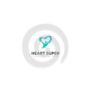 Super Hero and Heart Abstract Logo