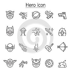Super Hero icon set in thin line style