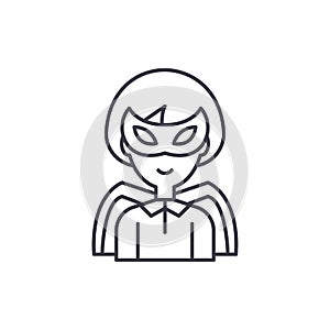 Super hero line icon concept. Super hero vector linear illustration, symbol, sign