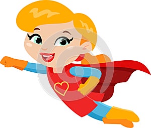 Super Hero Mom Cartoon Character Flying