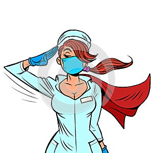Super hero nurse military salutes photo
