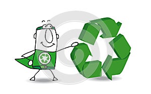 Héroe mediante el reciclaje 