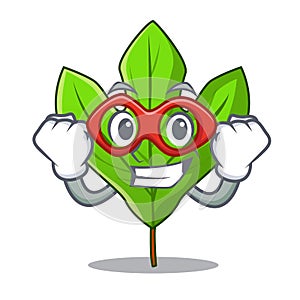 Super hero sassafras leaf in the cartoon stem