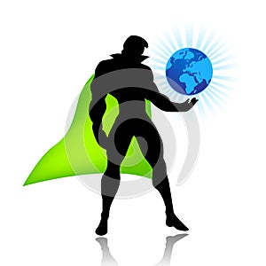 Super hero saves the world vector