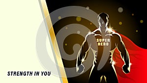 Super Hero. Silhouette gold athlete man.