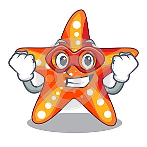 Super hero starfish in the cartoon shape funny