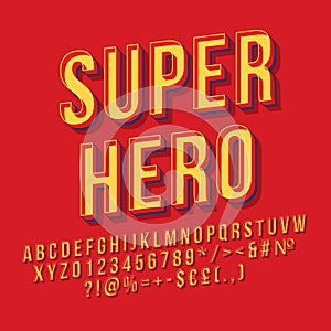Super hero vintage 3d vector lettering