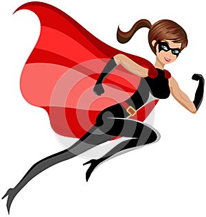 Super Hero Woman Running Flying Isolated