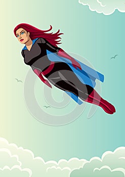 Super Heroine Flying Sky photo