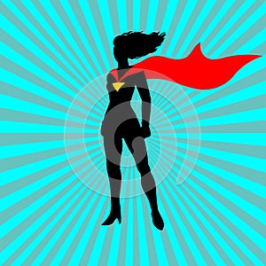 Super lady.Cartoon super woman with red tape