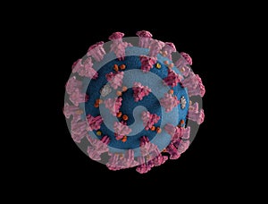 COVID-19 Lambda virus cells in black background