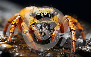 Super macro of Jumping spider in nature. Wildlife insect natural