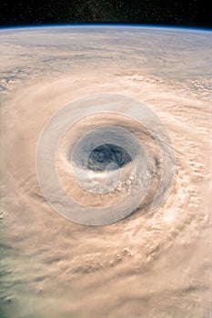 Super massive typhoon eye from the space.