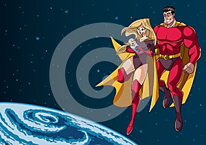 Super Mom Dad and Baby in Space