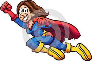 Flying cartoon super mom with cape photo
