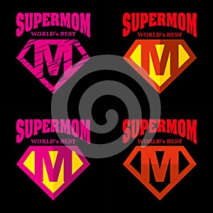 Super Mom hero Logo Supehero Letters