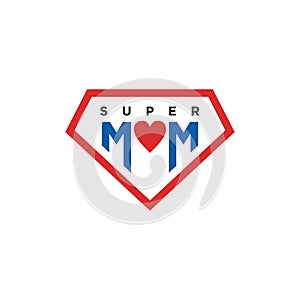 Super mom logo. Mother day concept. superhero