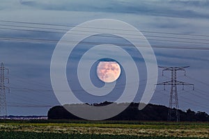 Super moon at the end of september 2023, full harvest moon, larger and brighter, perigee