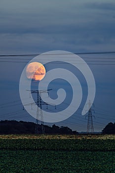 Super moon at the end of september 2023, full harvest moon, larger and brighter, perigee