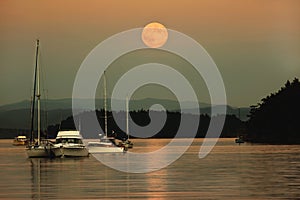 Super Moon, Sucia Island, Washington State