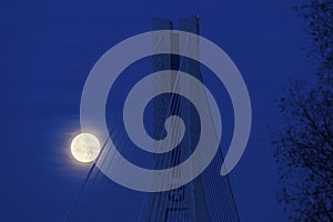 Super moon by Tadeusz Mazowiecki Bridge in Rzeszow