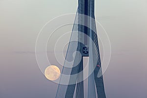 Super moon by Tadeusz Mazowiecki Bridge in Rzeszow