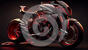 Super moto bike red black Colored