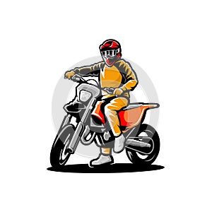 Super Moto Biker Vector Illustration. Best for Adventure Sport Motor Bike Related Industry