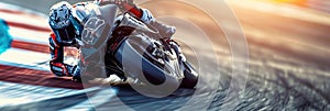 Super motorbike racing on the circuit track while driving at high speed AIG44