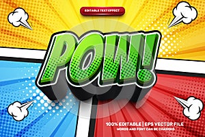 Super Pow Comic Green Cartoon Style Bold 3D Editable text Effect Style 271123