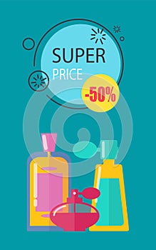Super Price -50 Cosmetics Vector Illustration