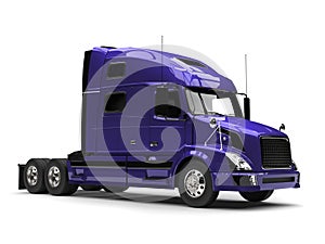 Super purple big semi trailer truck