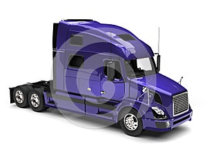 Super purple big semi trailer truck - top down view