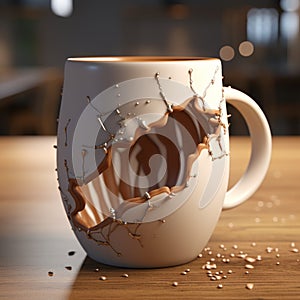 Super Realistic 3d Coffee Mug With Unique Design And Photorealistic Rendering