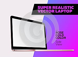 Super Realistic Vector illustration of Aluminum Laptop.