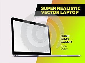 Super Realistic Vector illustration of Aluminum Laptop.