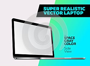 Super Realistic Vector illustration of Aluminum Laptop.